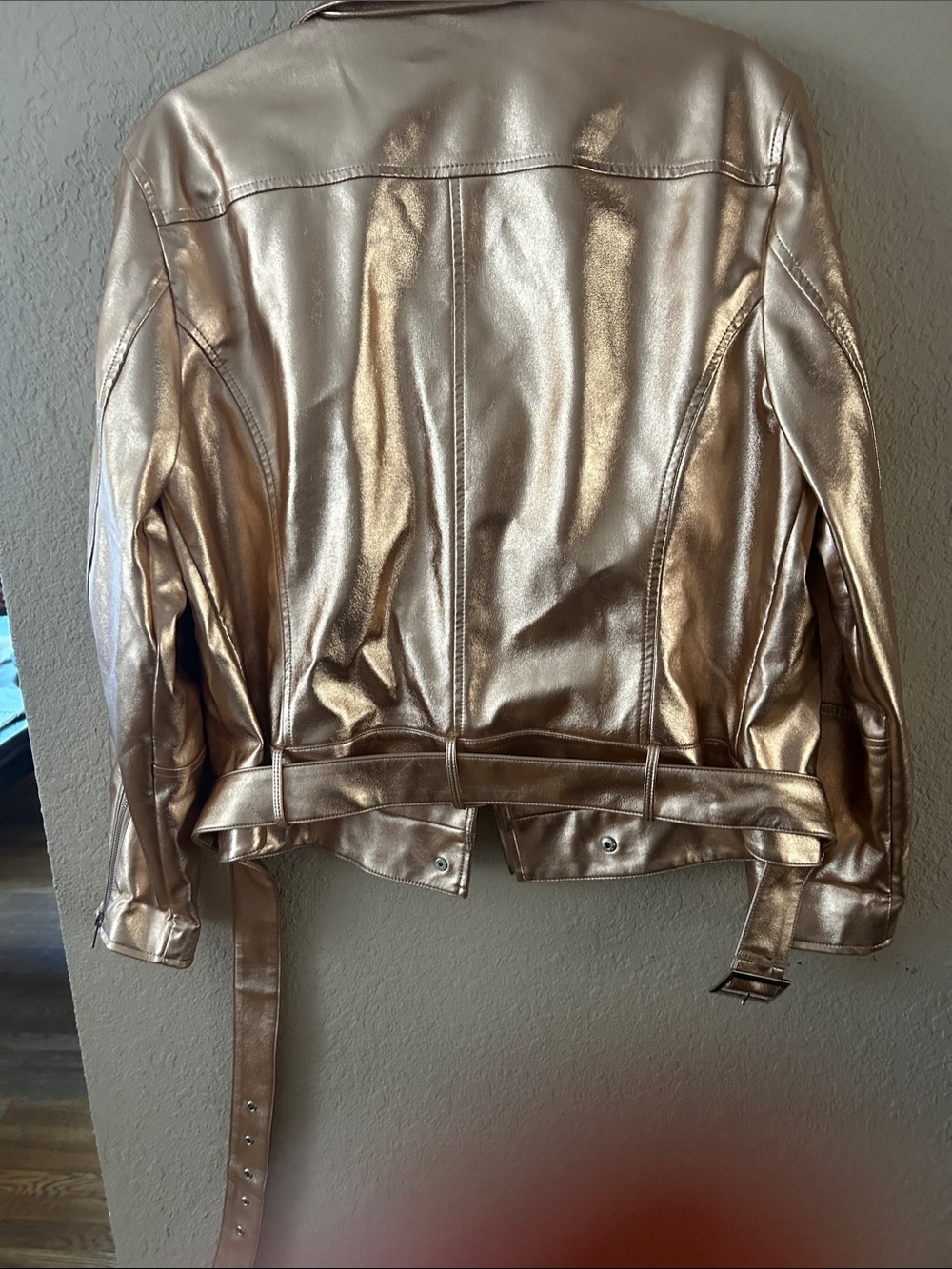 INC International Concepts Metallic Rose Gold Moto-Style Jacket - Picture 8 of 8